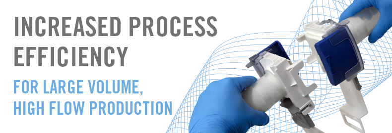 Increased process efficiency for large volume, high flow production